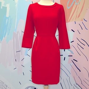 JCrew Structured Suiting Wool Mini Dress in Tomato Red